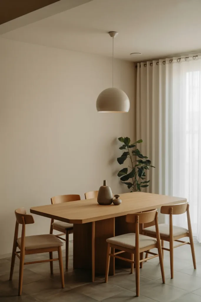 Japandi Dining Room with Indoor Greenery