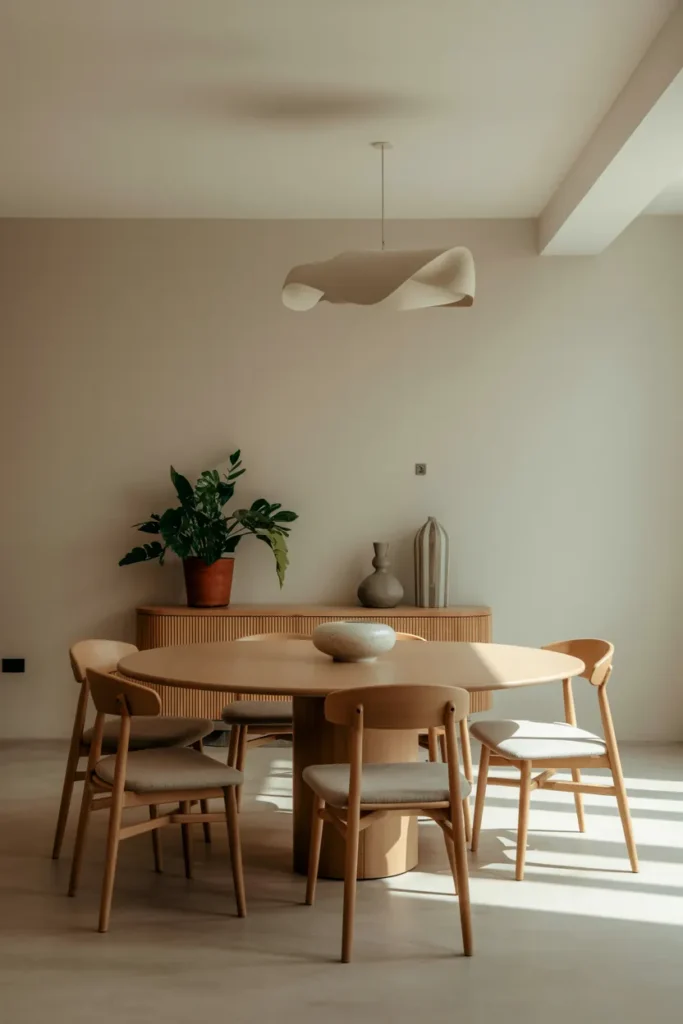Japandi Dining Room with Indoor Plants