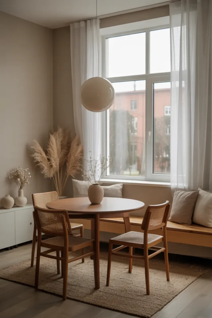 Japandi Dining Room with Large Window Focus