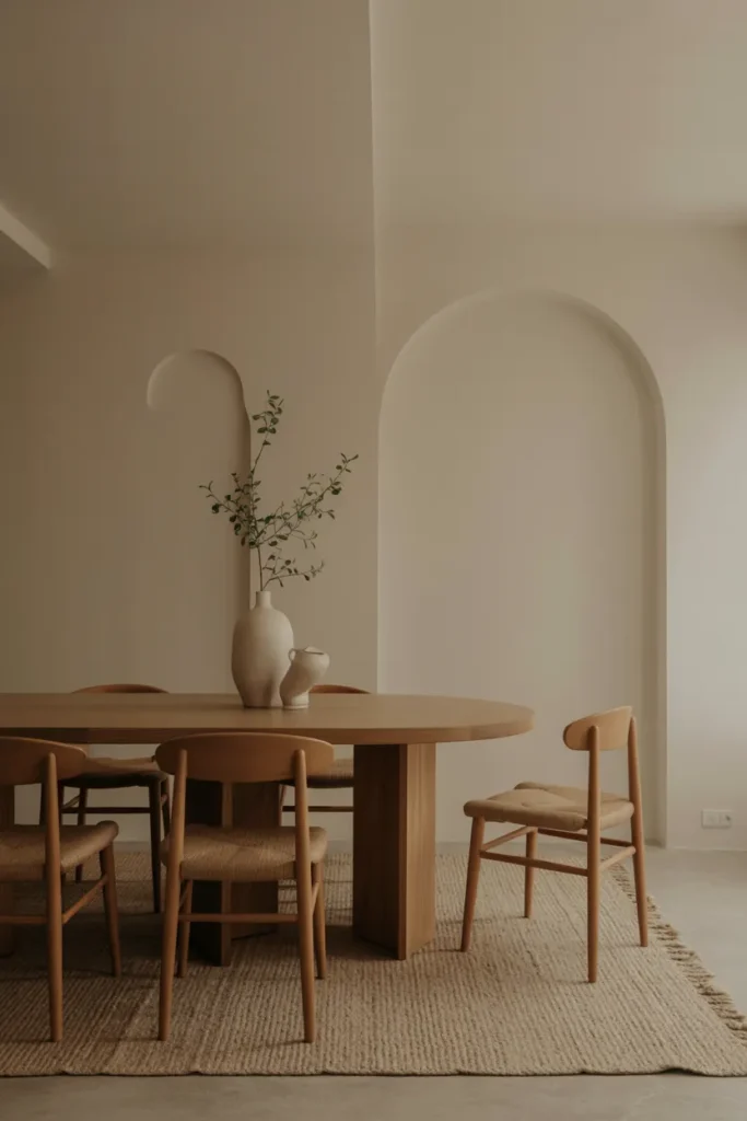 Japandi Dining Room with Neutral Rug