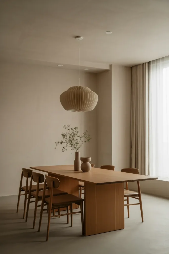 Japandi Dining Room with Pendant Lighting