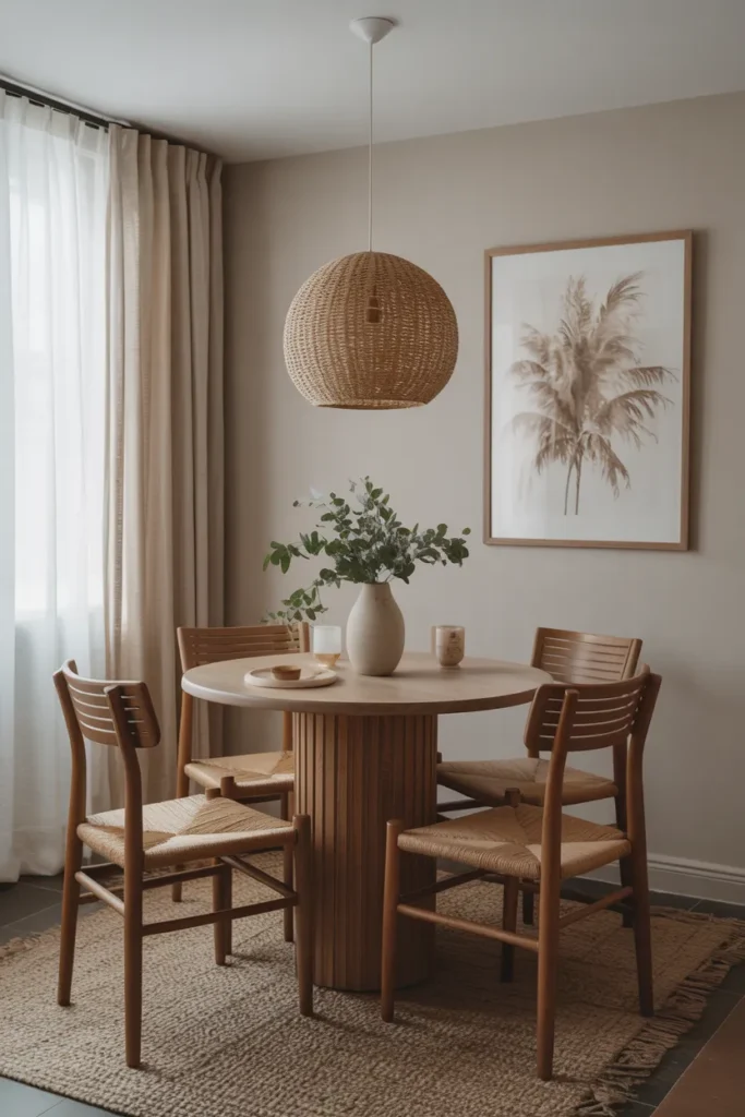 Japandi Dining Room with Round Table