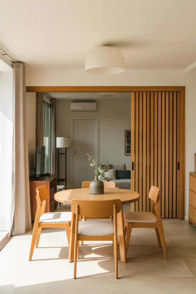 Japandi Dining Room with Sliding Doors