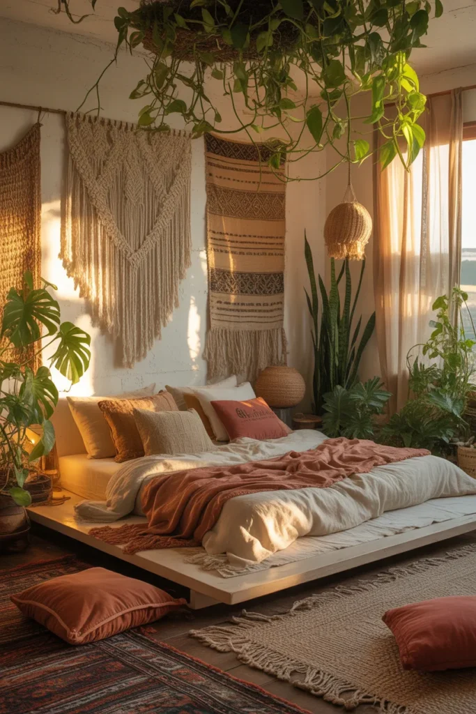 Jungle Boho Bedroom with Floor Seating