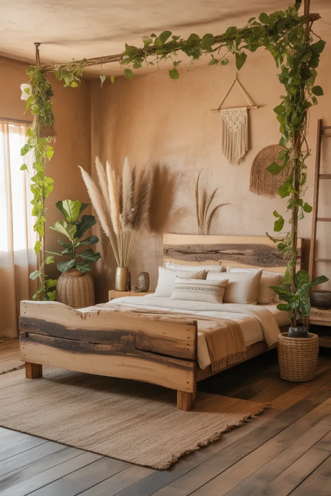 Jungle Boho Bedroom with Rustic Elements