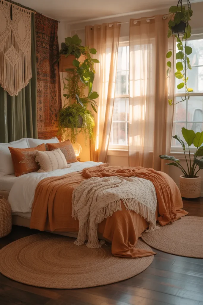 Jungle Boho Bedroom with Soft Bohemian Layers
