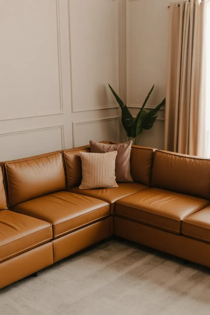 L-Shaped Fabric Sofa with Cozy Seating