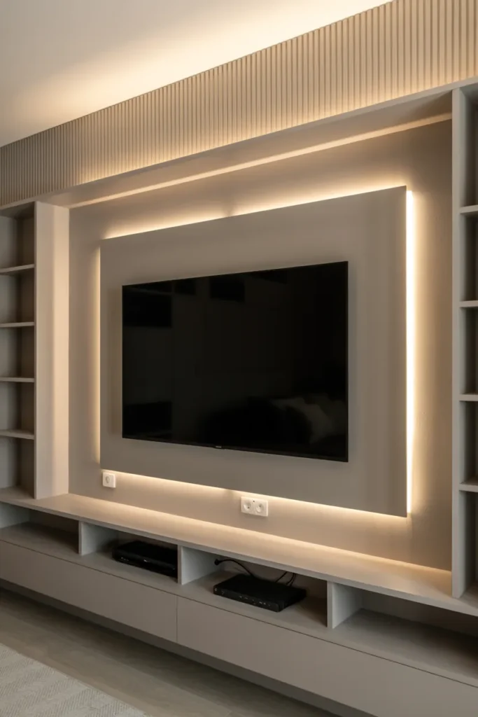 LED-Framed TV Wall With Modern Ambience