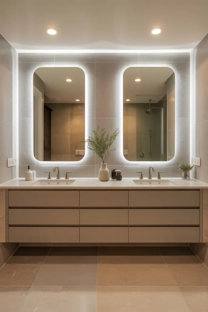 Large Vanity with Dual Mirrors