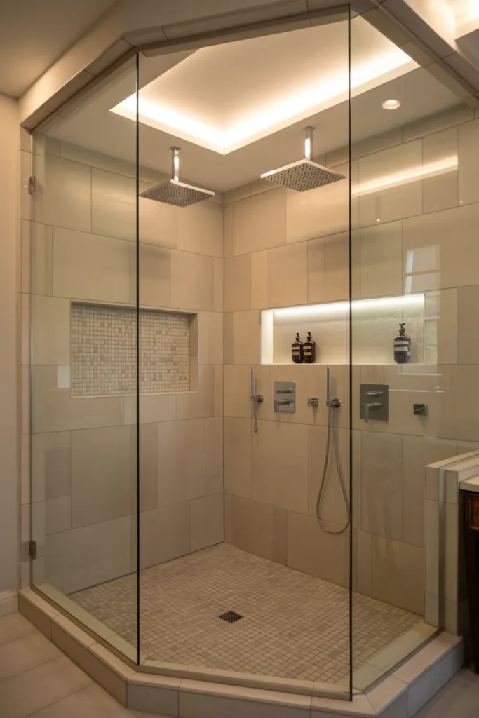 Large Walk-In Shower with Dual Heads