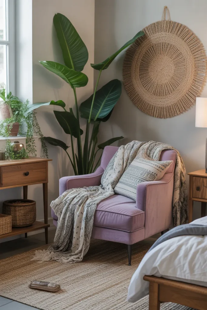 Lavender Boho Accent Chair