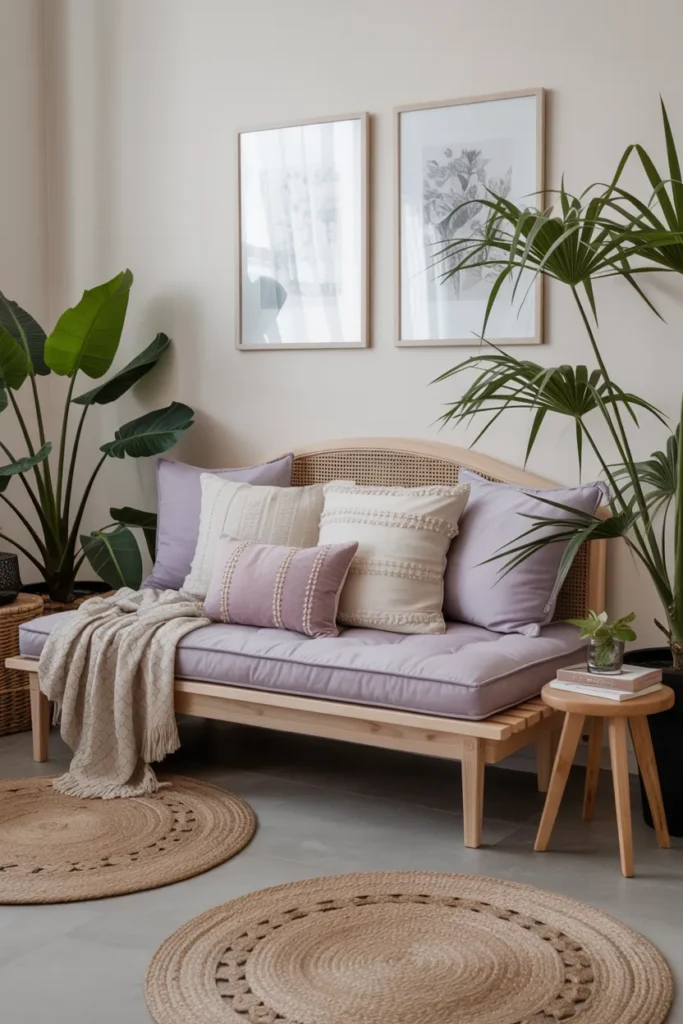 Lavender Boho Corner Reading Nook