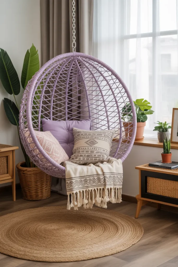 Lavender Boho Hanging Chair