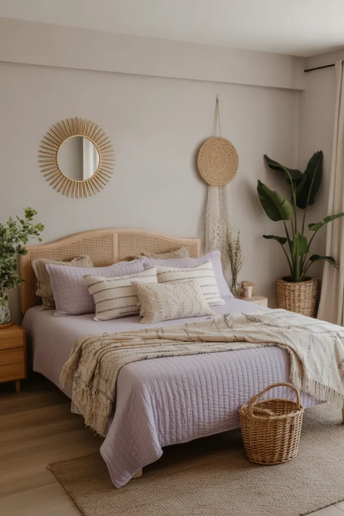 Lavender Boho Layered Bedding Look