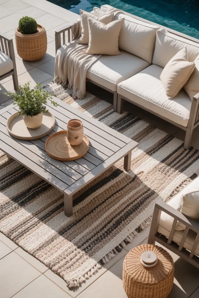 Layered Rugs Under Patio Furniture