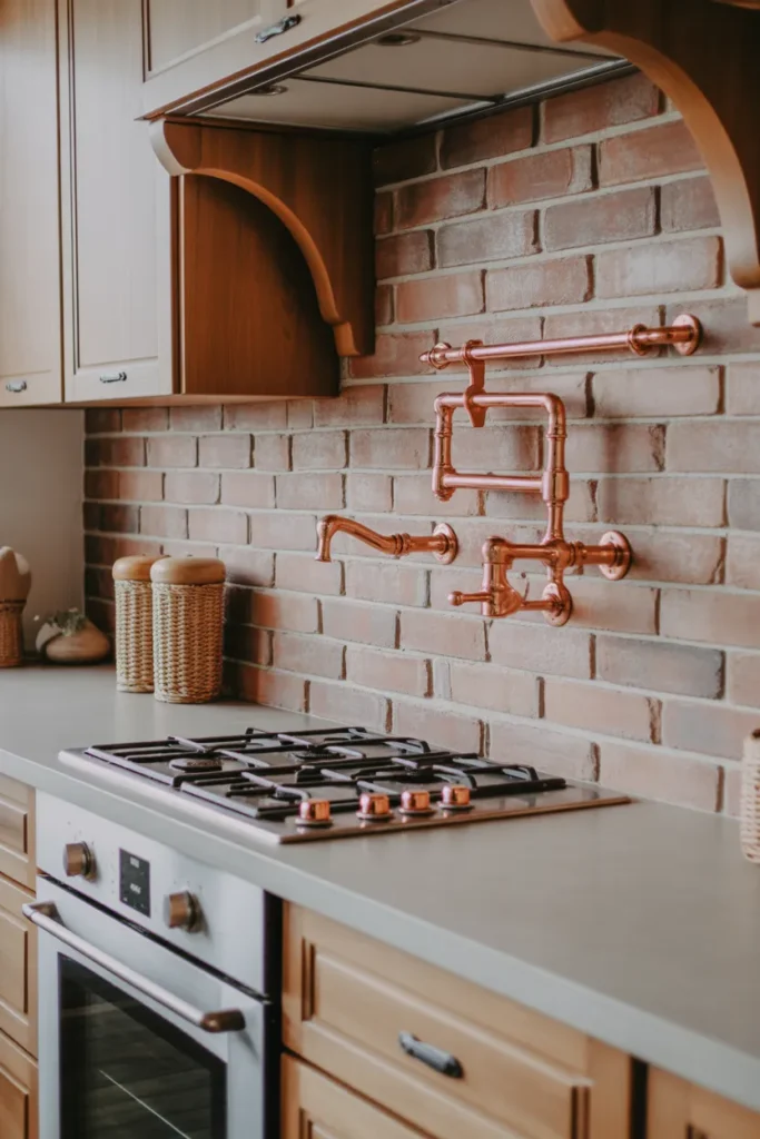 Light Brown Brick with Copper Accents
