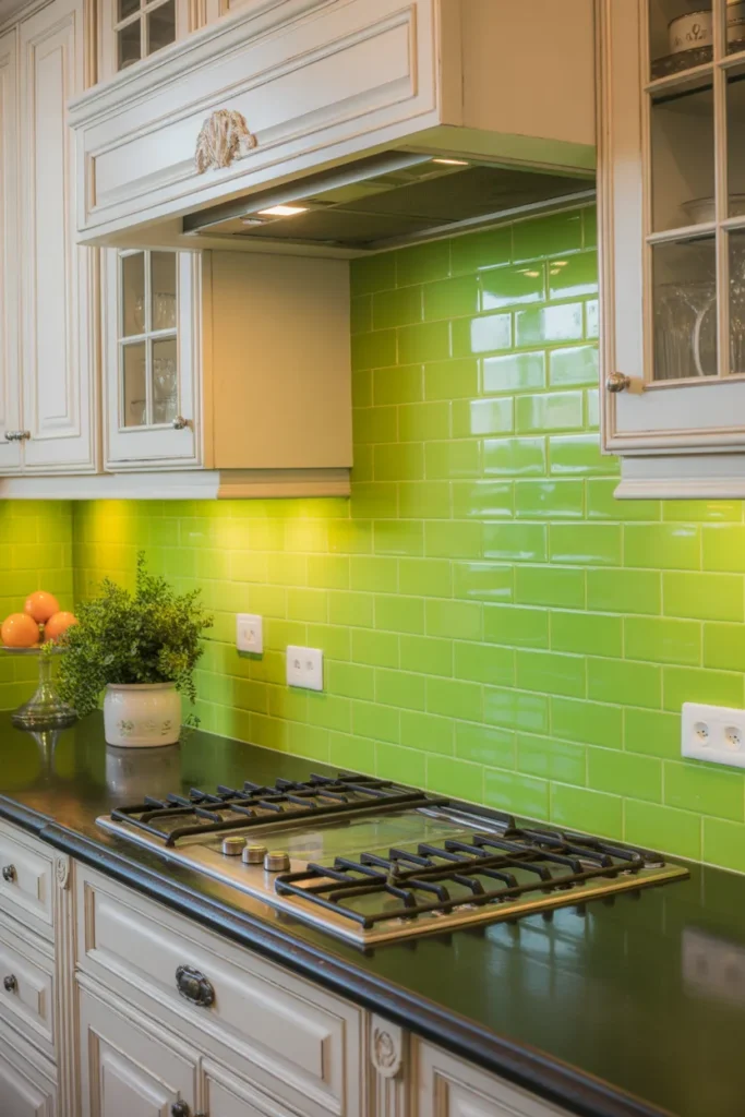 Lime Green Backsplash for a Bold Pop of Color