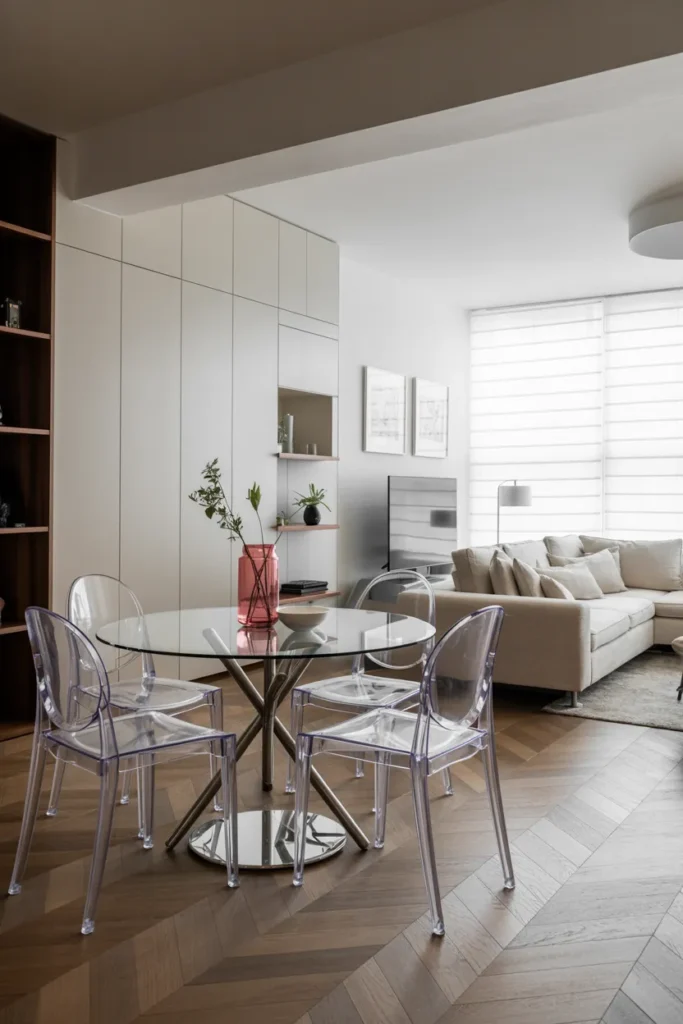 Living Room Dining Layout with Clear Furniture