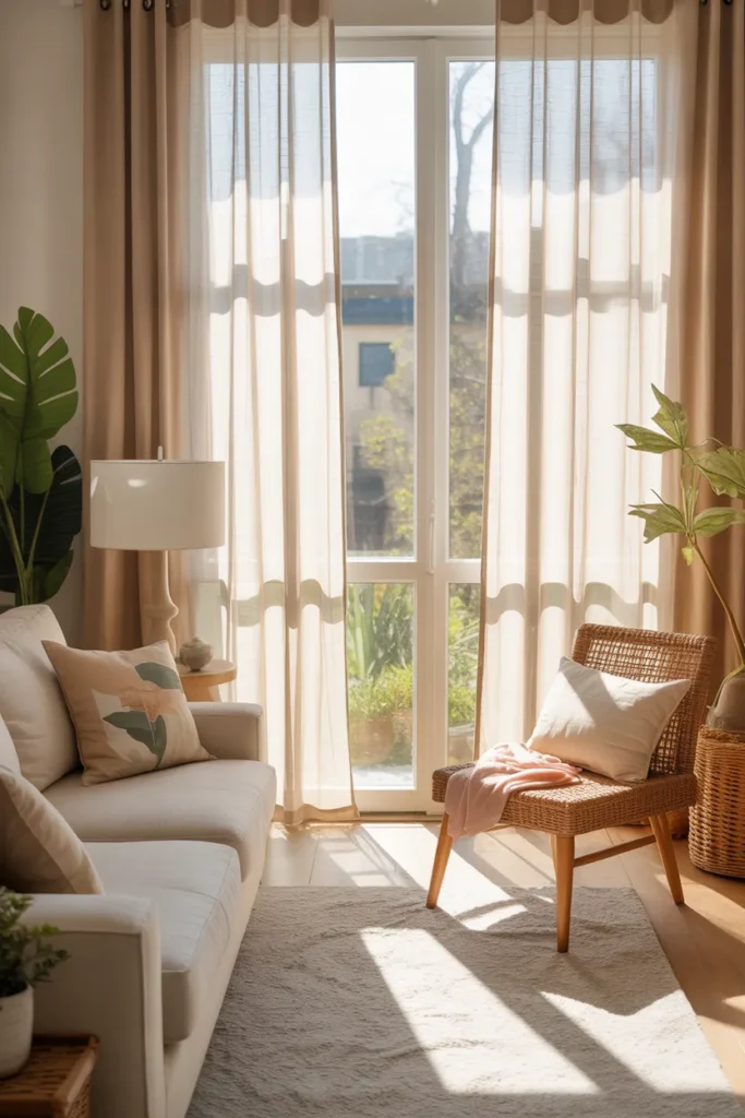 Living Room with Soft Window Treatments