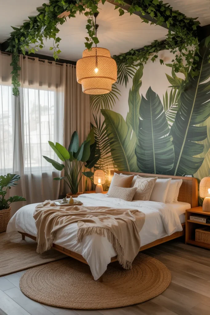 Lush Green Canopy Boho Bedroom