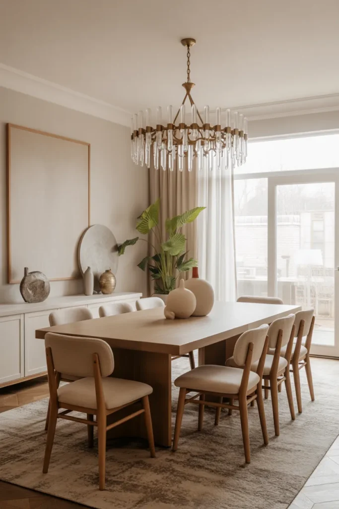 Luxe Dining Room with Statement Lighting
