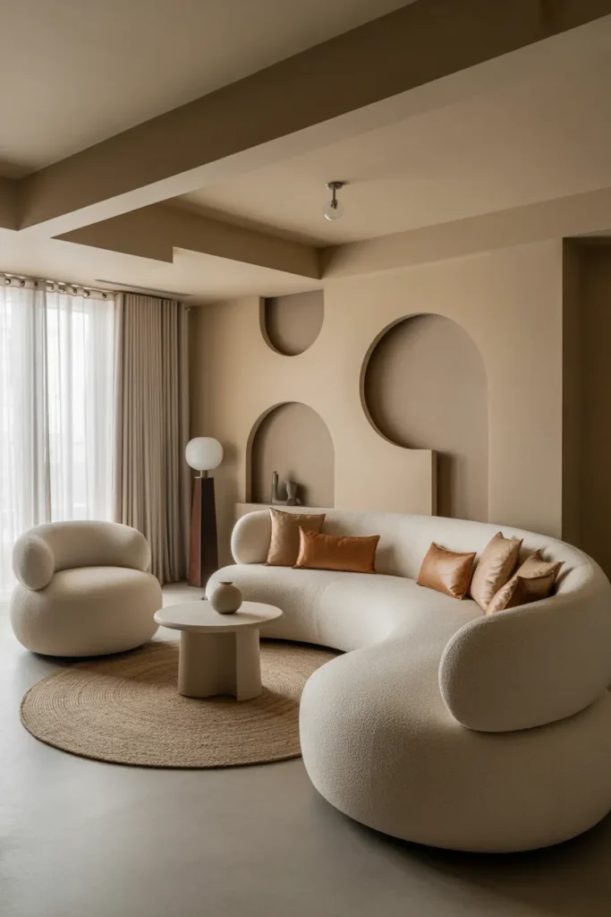 Luxe Living Room with Curved Furniture
