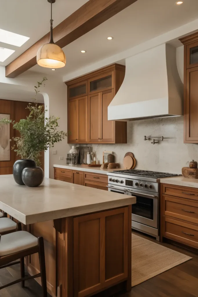 Luxury Kitchen with Custom Wood Cabinetry and Stone Surfaces