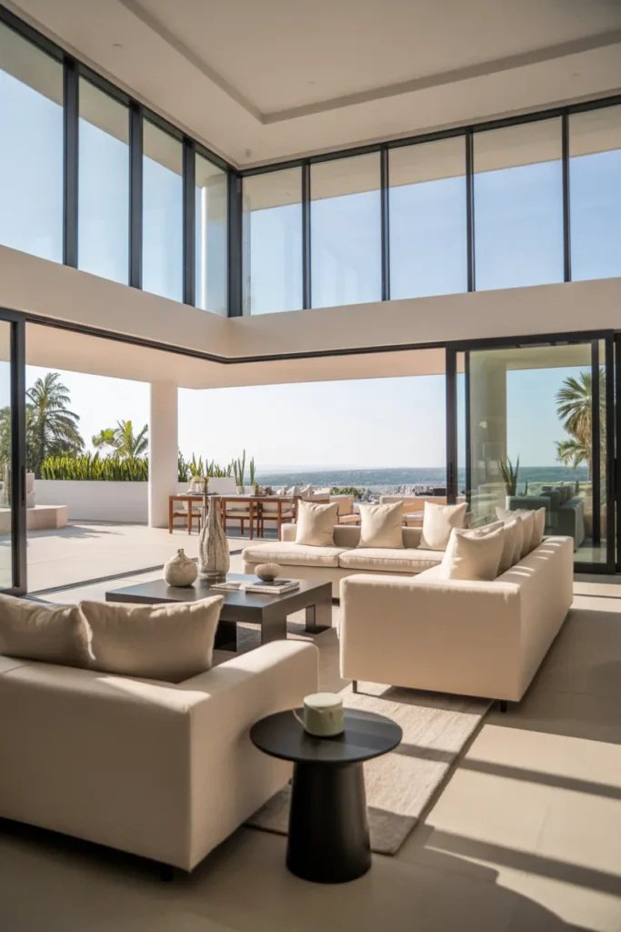 Luxury Living Room with Floor-to-Ceiling Windows