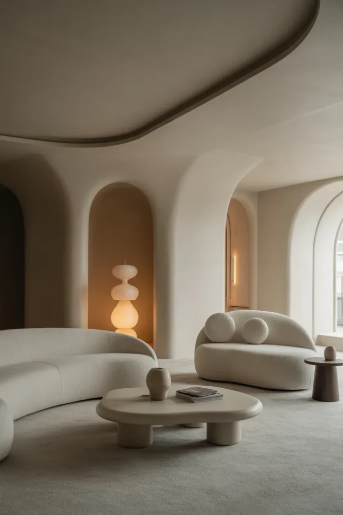 Luxury Living Room with Soft Curves and Modern Flow