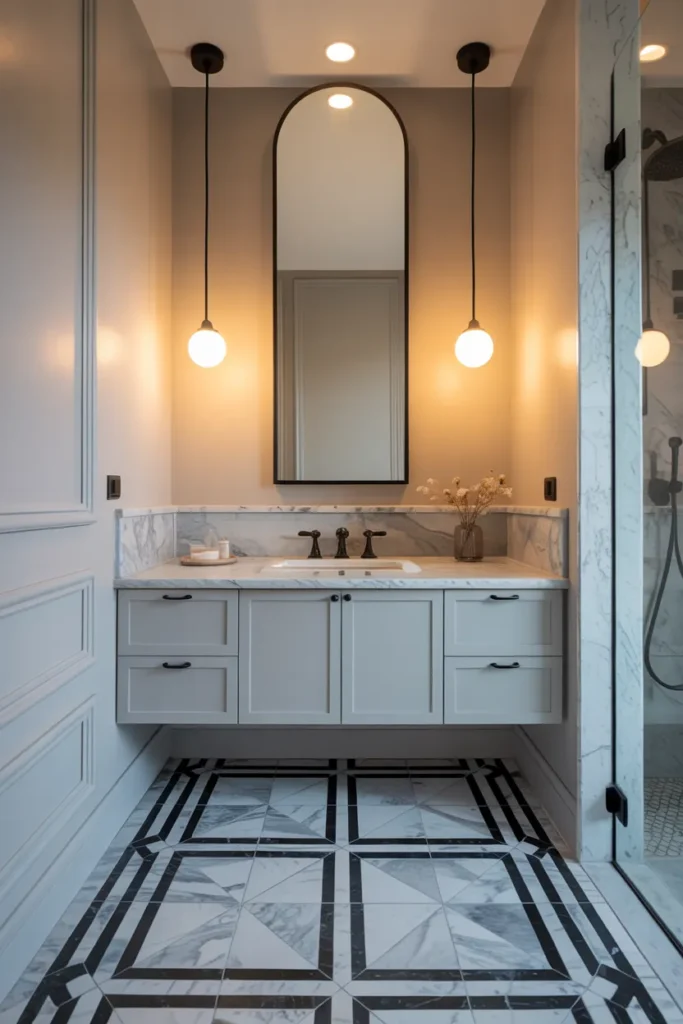 Marble Accent Flooring with Neutral Walls