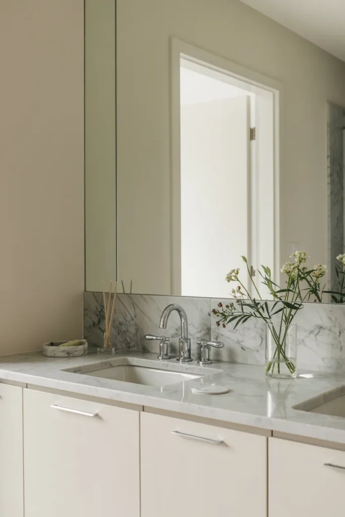 Marble Countertop with Minimalist Fixtures