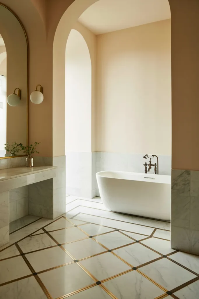 Marble Flooring with Brass Inlays