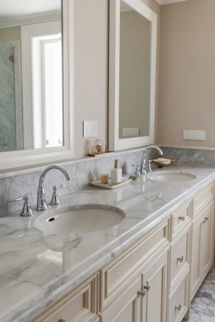 Marble Vanity with Double Sink Elegance