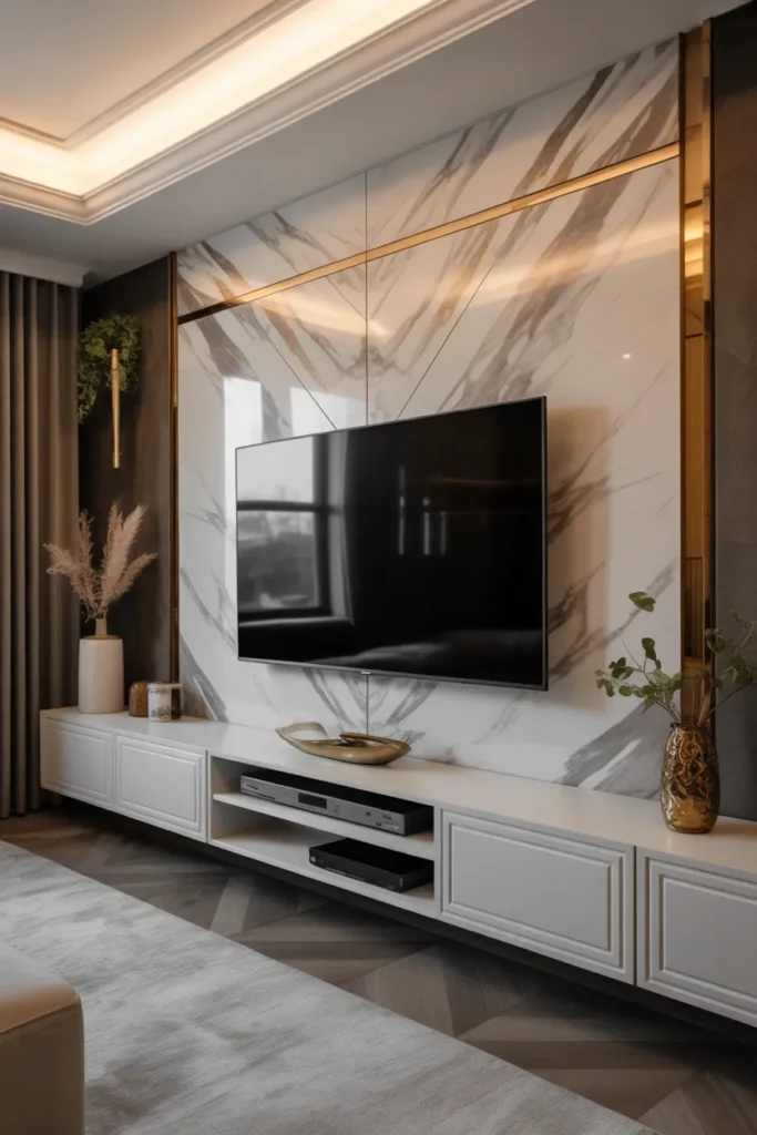 Marble and Gold Luxe TV Wall