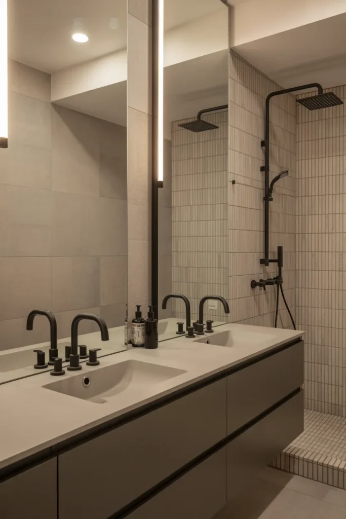 Matte Black Fixtures with Minimalist Design