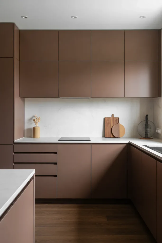 Matte Brown Cabinets for a Modern Look
