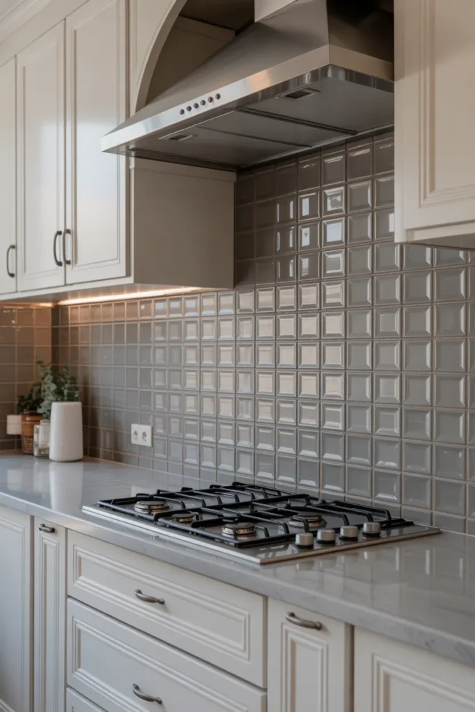 Metallic Tile Backsplash