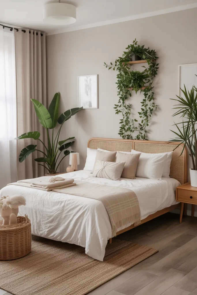 Minimal Jungle Boho Bedroom with Organic Touches