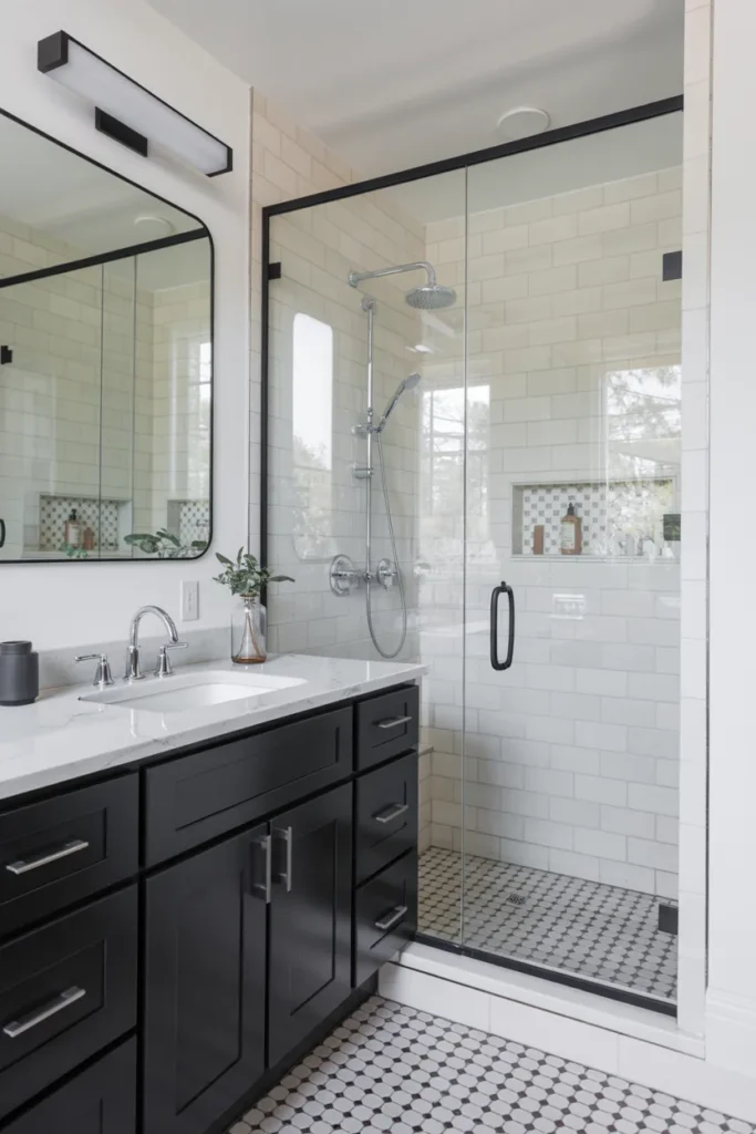 Minimalist Black and White Bathroom
