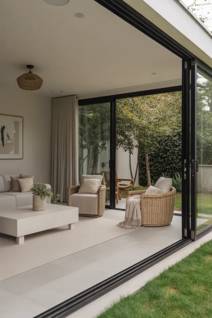 Minimalist Garden Room with Sliding Doors