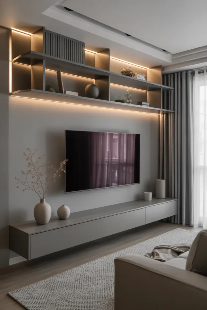 Minimalist Grey TV Wall