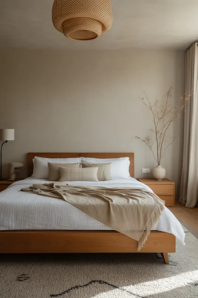 Minimalist Japandi Bedroom With Natural Elements