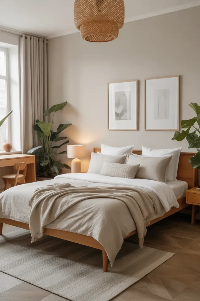 Minimalist Japandi Bedroom With Natural Elements