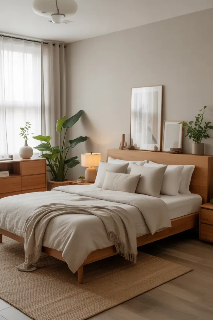 Minimalist Japandi Bedroom With Natural Light