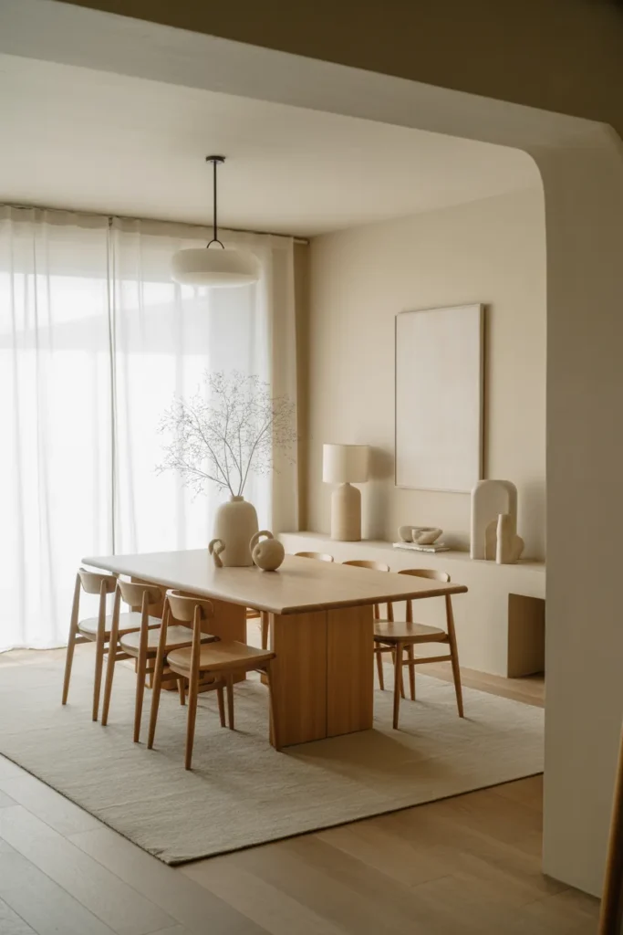 Minimalist Japandi Dining Room with Low-Profile Furniture