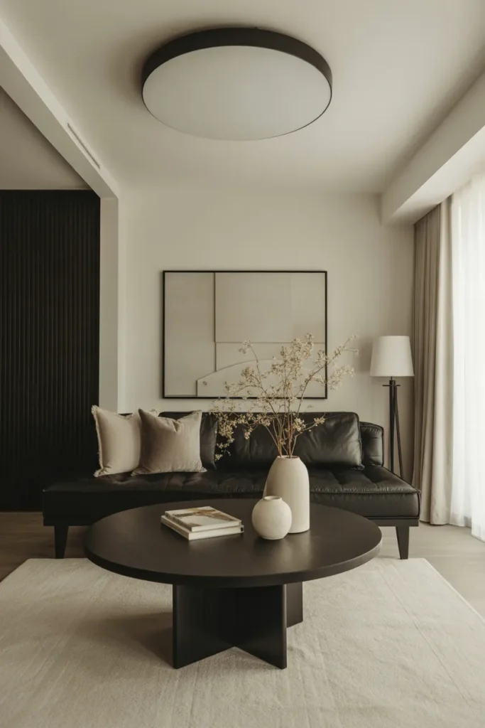 Minimalist Living Room with Black Accents