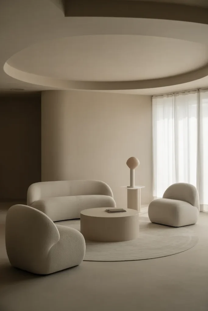Minimalist Living Room with Curved Furniture