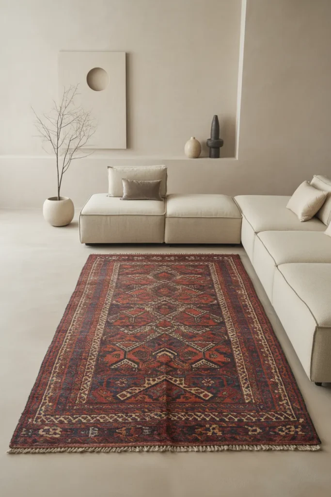 Minimalist Living Room with Statement Rug