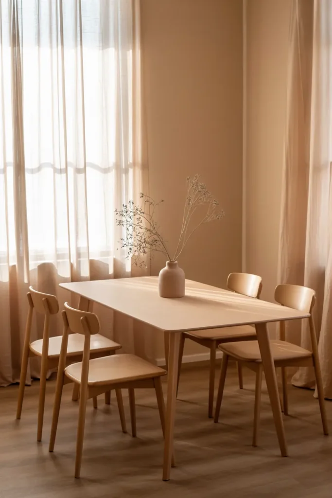 Minimalist Wooden Table with Neutral Palette
