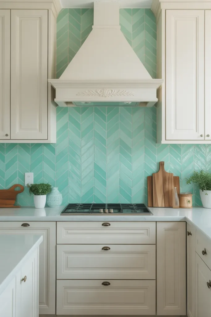 Mint Green Chevron Tiles for Fresh Vibes